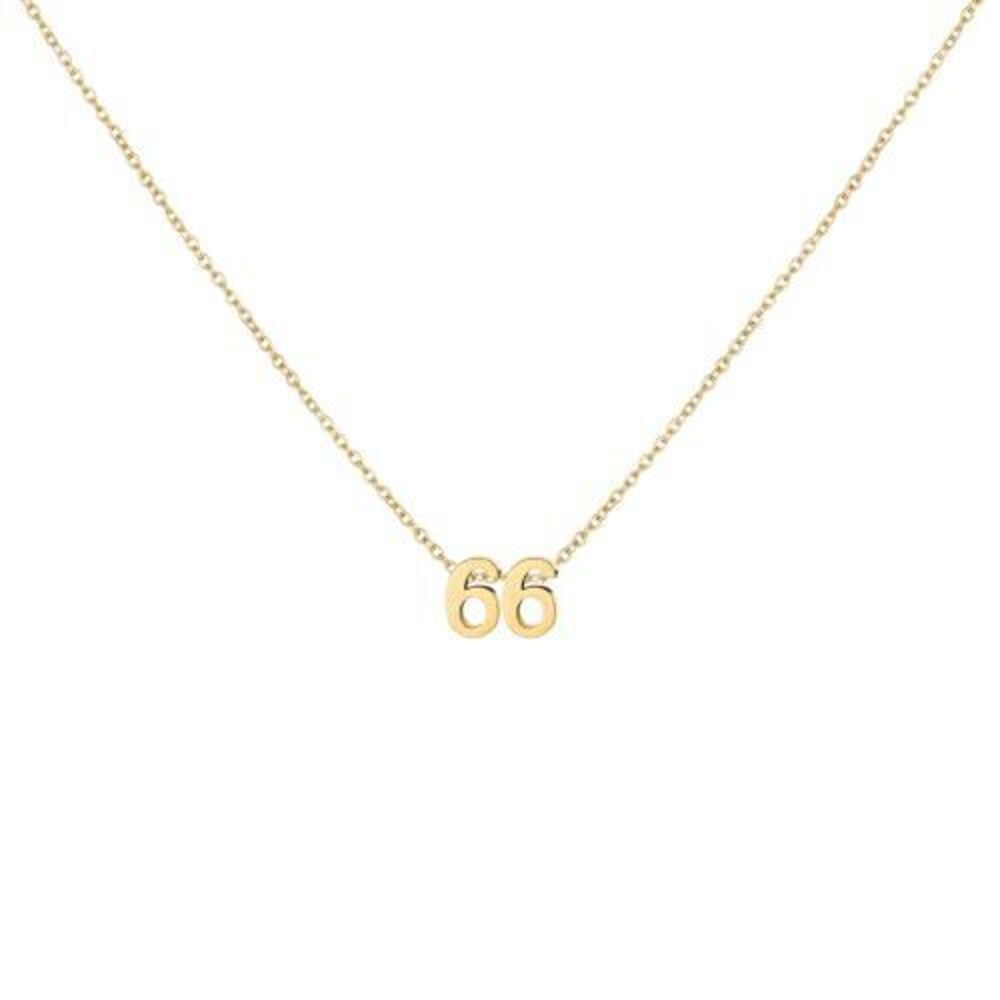 5757 18K Gold Plated Number 66 Necklace Dainty Pendant Chain Necklace
